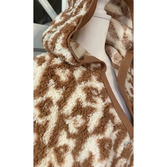 VS Pink Sherpa Oversized Pullover Hoodie V-neck in Brown White, Sz XS - Picture 4 of 16